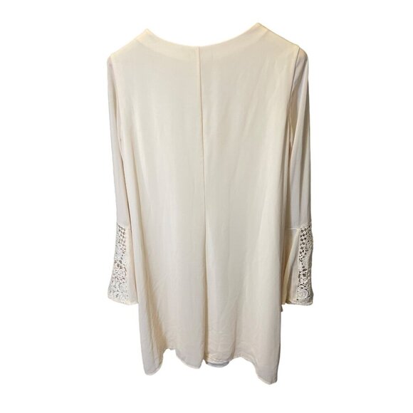 Sequin Hearts Off White Bone Lace Detail Bell Sleeve Scoop Neck Tunic Top Sz XL - Picture 2 of 9